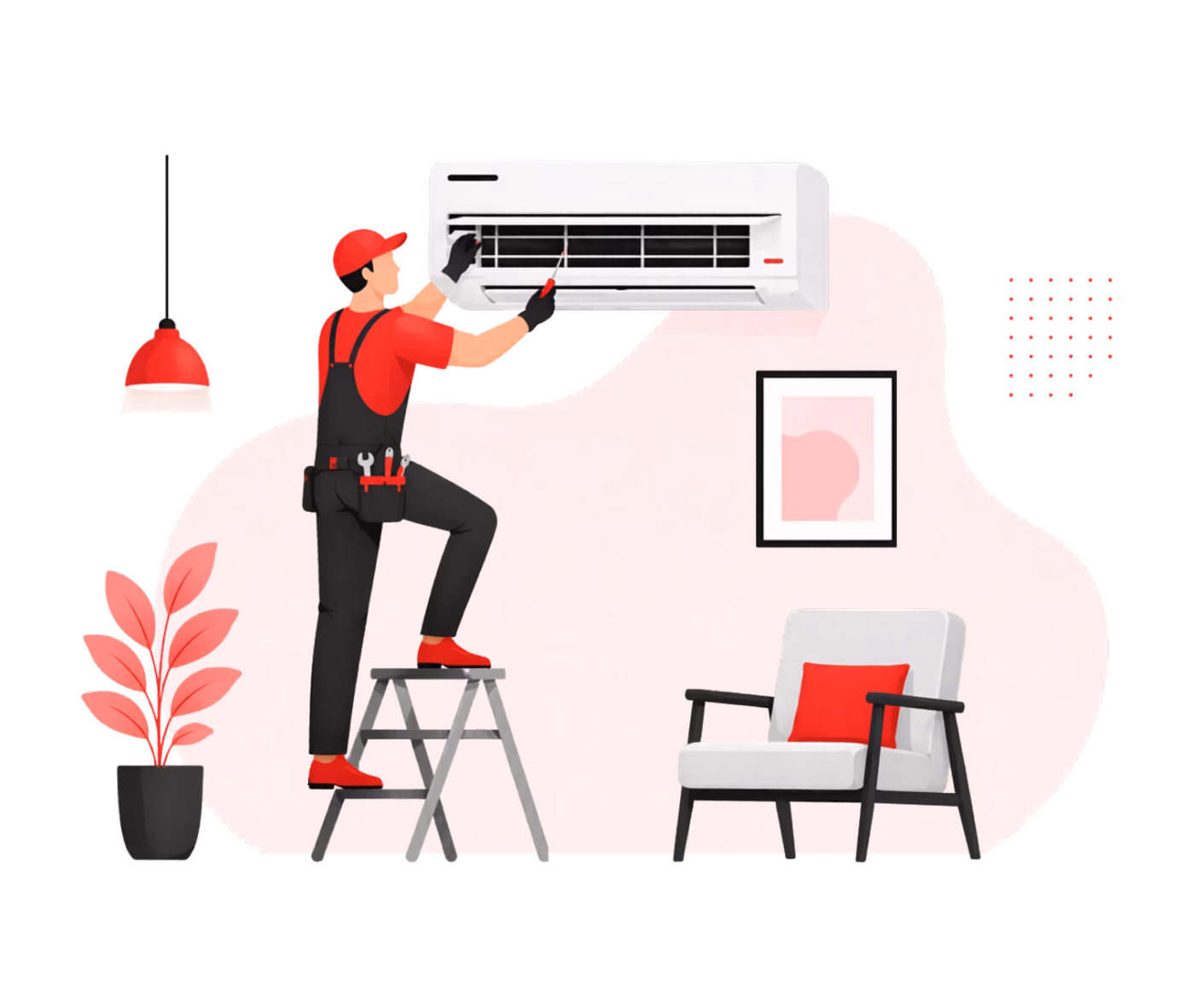 AAERO HVAC technician installing a whole-house zoning system with motorized dampers and zone thermostats in a Marin County California home